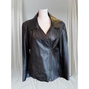 Women's Leather Motorcycle Jacket, Medium